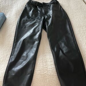 Abercrombie & Fitch Ankle Straight Ultra High Rise Leather Pants Curve Love